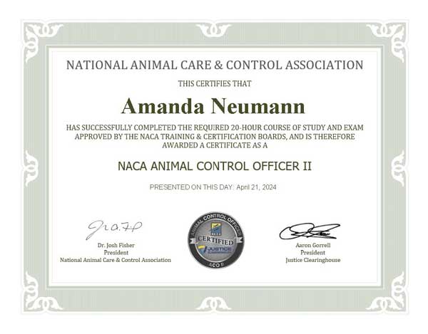 Amanda Neumann - NACA Animal Control Officer II